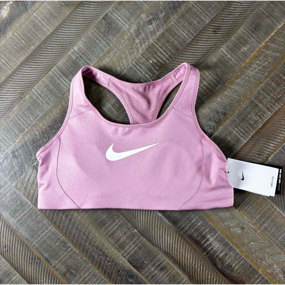 Nike Womens Dri-Fit Swoosh Medium Support Sports Bra Pink 548545-699 L NWT